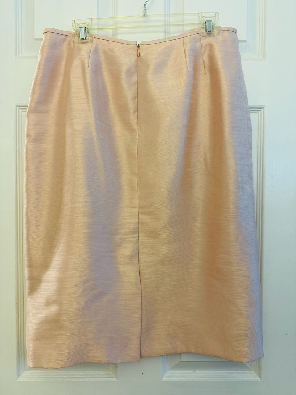 Le Suit Blush Pink Satin Two-Piece Skirt Suit Sz. 14 Career Mother-of-the-Bride - Picture 8 of 16